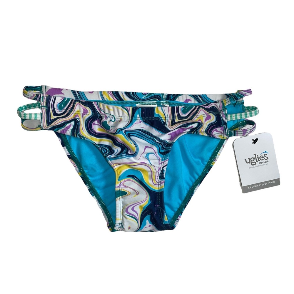 NWT Dolfin Uglies Bikini Bottoms Sz M Multicolor Geometric Multi Strap Bikini